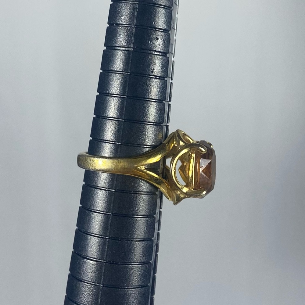18K G.E. Amber glass stone gold ring - Picture 7 of 17